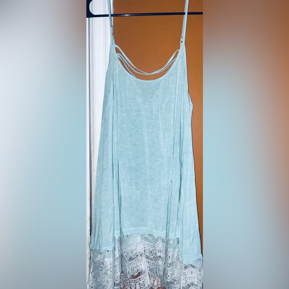 Vanity Teal Sleeveless Criss Cross Strap Back Top